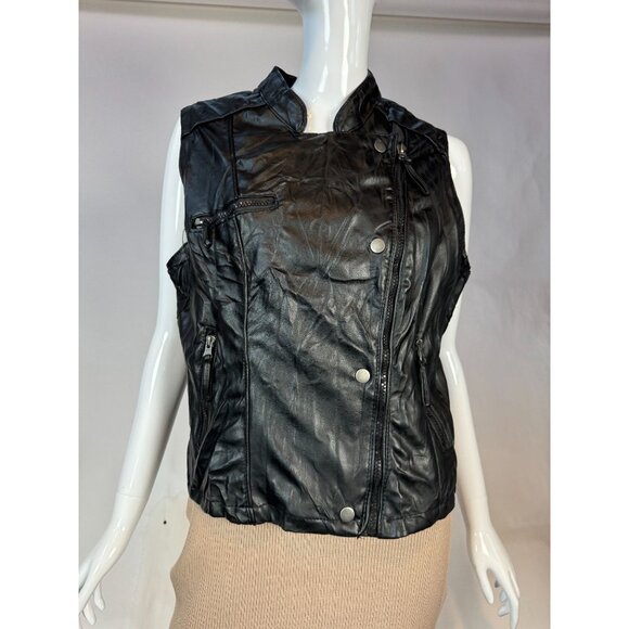 Miley Cyrus & Max Azria Black Faux Leather Vest XL - Picture 1 of 16